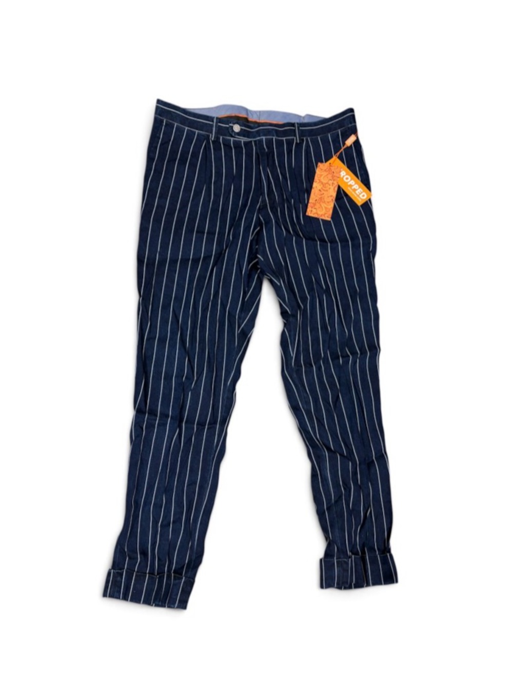 Men's Navy Pinstripe Trousers Tallia